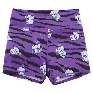 BromoSt 虎皮考拉 紫色健身短裤Crossfit骑行瑜伽跑步弹力花裤子