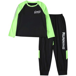 胖男童速干训练服套装宽松中大儿童长袖速干衣篮球服男孩夏季薄款