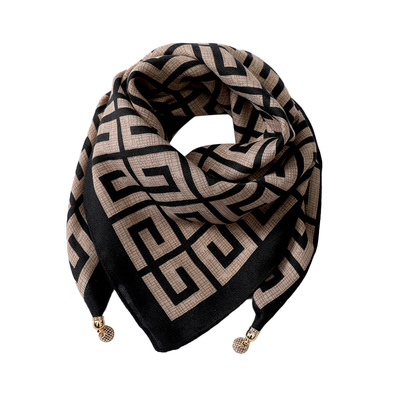 春秋冬印花韩版女磁吸围巾保暖