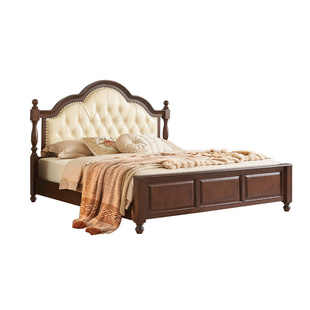 淘美庭美式实木床主卧储物床真皮软包实木1.8米复古风婚床双人床