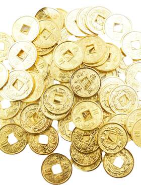 铜钱合金2cm金色招宝龙凤铜钱装聚宝盆发财树客厅过门石装饰品