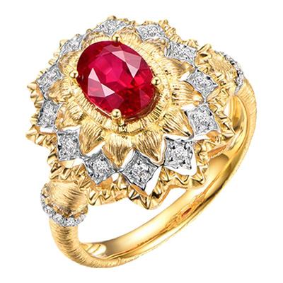 意大利红宝石戒指手工拉丝指环