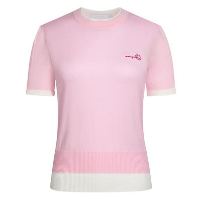 Navigare意大利小帆船2026春夏季假两件撞色女士短袖针织T恤上衣