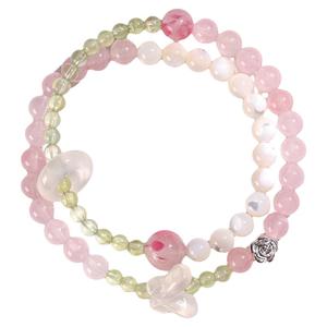 zeroline天然粉水晶手串女生双圈轻奢小众葡萄石玉石手链生日礼物