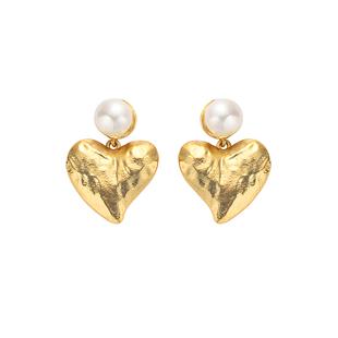 【新品9折】复古高级感天然淡水珍珠心形耳环轻奢法式爱心耳饰女