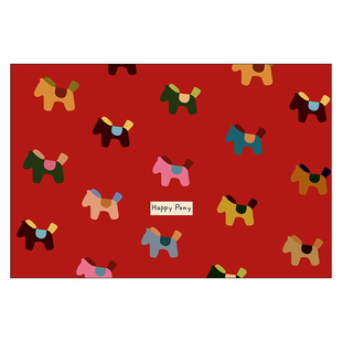 红色马年入户门地垫新年2026新款丝圈可裁剪蹭土家用门口进门脚垫