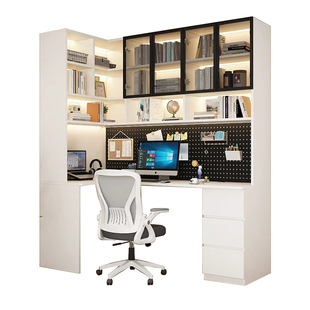 定制实木转角书桌书柜组合立式储物柜现代简约家用客厅展示收纳柜