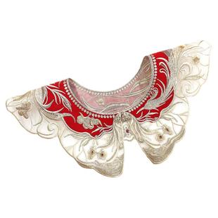 红色明制马面裙朱雀刺绣回门宴披肩汉服配饰新娘敬酒服云肩