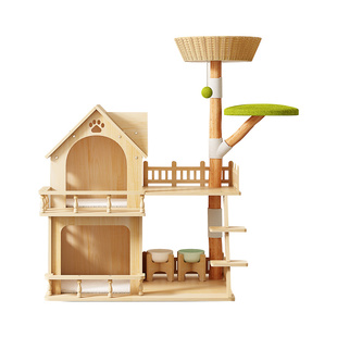 猫爬架猫窝猫树一体实木猫子架小型不占地果木树干剑麻藤编猫玩具