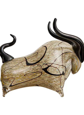 手工玻璃牛运亨通招财牛摆件