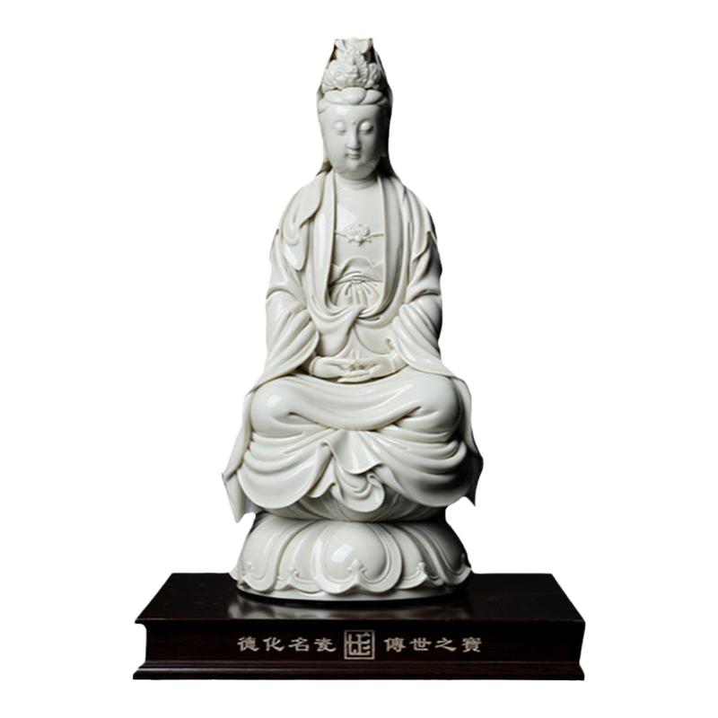 戴玉堂陶瓷摆件《正坐披衣观音菩萨》兰全盛佛像客厅厚胎供奉家用