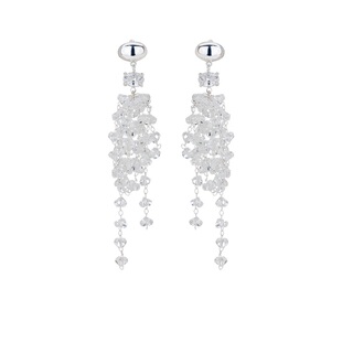 白水晶流苏耳坠银针耳饰女士耳环2026新款爆款高级感轻奢巨好看的