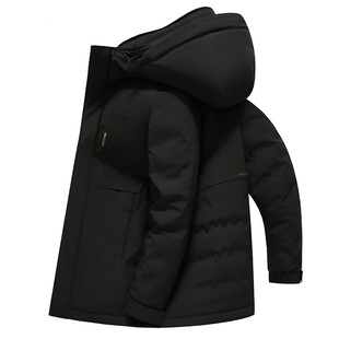 杰尼威尼新国标90鸭绒2025年新款连帽羽绒服男款冬季中长款加厚