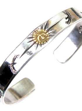 灵作雷鸟錾刻狗熊出品纯银手镯