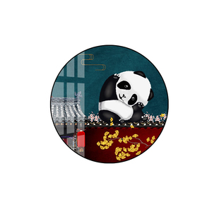 新中式装饰画故宫熊猫中古风餐馆饭店包间火锅店烧烤店挂画壁画
