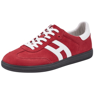 热风男鞋2026年春季新款板鞋新年红色德训鞋子H14M26116