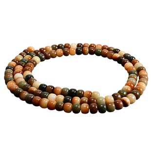 白玉菩提根手串114颗DIY素珠敦煌风化奶黄圆珠苹果桶珠文玩佛珠