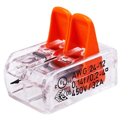 WAGO万可221-412按压式软硬电线2线连接夹分线器电源快速接线端子