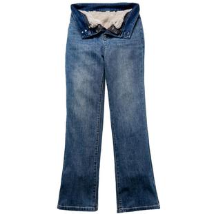 獭兔皮毛一体裤子女兔毛皮草棉裤加绒加厚中老年冬季牛仔裤裘皮裤