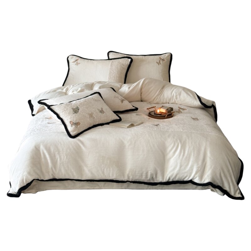 高级感中国风蝴蝶刺绣四件套