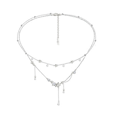 MASW麻秀双层五角星星镶钻项链