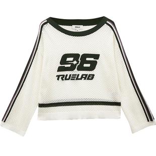 【ONLY奥莱】秋冬百搭圆领轻薄镂空宽松印花针织衫女