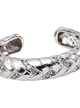 小众设计925银镀金麦穗编织戒指