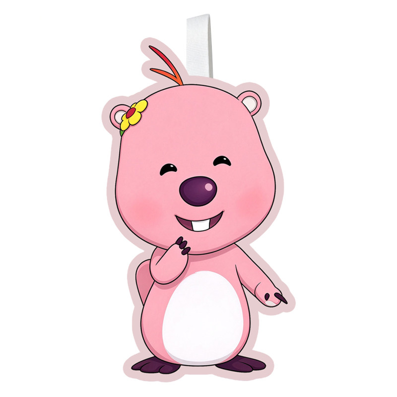卡通Loopy露比粉色小海狸可挂式异形吸水不掉毛家用儿童洗脸毛巾