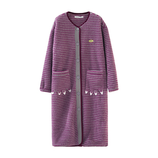 贝妍新款珊瑚绒睡袍女秋冬季加厚保暖带帽围巾睡衣大码羊羔绒浴袍