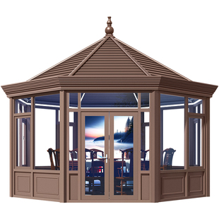 光标八角阳光房户外铝合金会议室庭院茶室蒙古包商务圆形凉亭定制