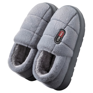 包跟棉拖鞋男士冬季2024新款室内家居厚底保暖加绒毛棉鞋女款防滑