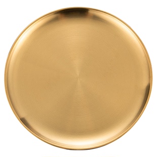 韩式不锈钢金色圆盘加厚烤肉盘水果蛋糕菜盘吐骨小碟子平底浅托盘