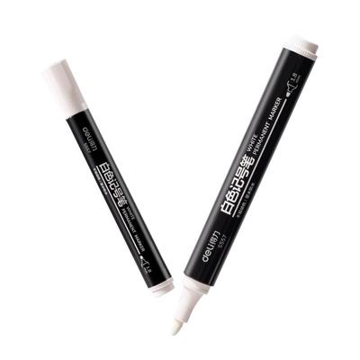 得力白色记号笔防水防油不掉色