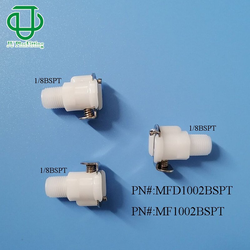 集优M系小通径1/8BSPT螺牙穿板带阀截止直通母座POM塑料快速接头