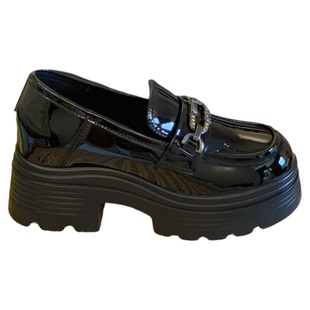 漆皮乐福鞋女内增高7CM百搭粗跟英伦风2025秋季新款休闲日系单鞋