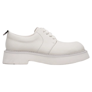 bootoop播途白色圆头厚底大头男士德比鞋cleanfit高级感休闲皮鞋