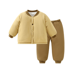 男童保暖棉服套装2026秋冬季新款宝宝夹棉棉衣加厚婴儿小棉袄冬装