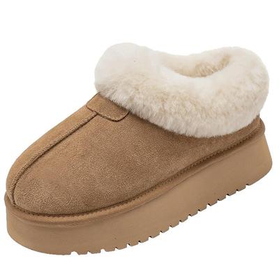 达芙妮厚底低帮牛皮雪地靴女短靴