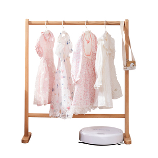 儿童落地衣架榉木矮款挂衣架双层入户衣帽架童装店迷你小型晾衣架