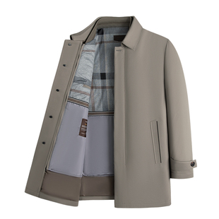 [纯绵羊毛/防泼水]梦特娇男中长款棉衣夹克秋季翻领商务外套抗皱J