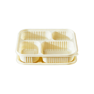 稷王谷1300ml四格餐盒一次性饭盒多格可降解打包盒食品级可微波