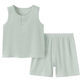 babylove宝宝家居服夏季莫代尔背心短裤分体套装男童女童睡衣夏装