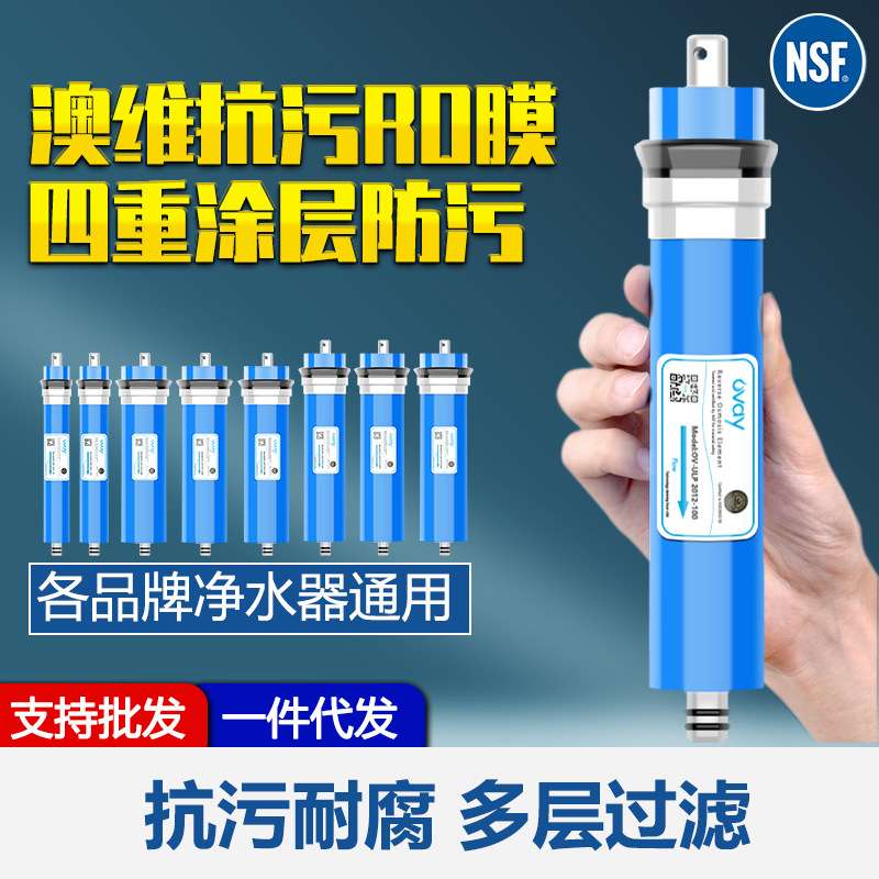 澳维R0反渗透膜净水器RO1812-75G100G3013-400G反渗透滤芯膜OVAY