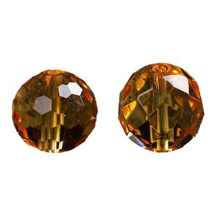 黄水晶64/128刻面切面散珠单颗DIY手工串珠编织手链项链配件饰品