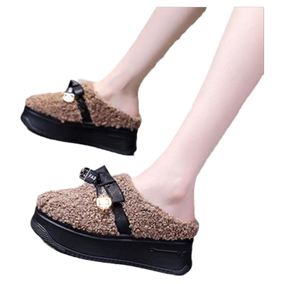 厚底增高懒人毛绒棉拖鞋毛拖