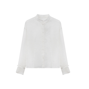 如意连云【熠姝】100%真丝提花欧根纱衬衫女新中式国风盘扣上衣