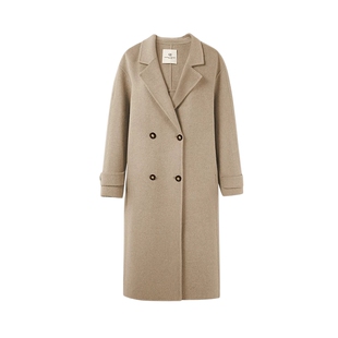 秋水伊人桑蚕丝白色羊毛大衣女冬季2025新款女装中长款毛呢外套