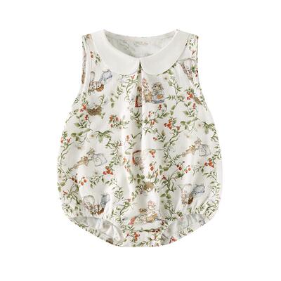 欧孕婴幼儿无袖翻领包屁衣