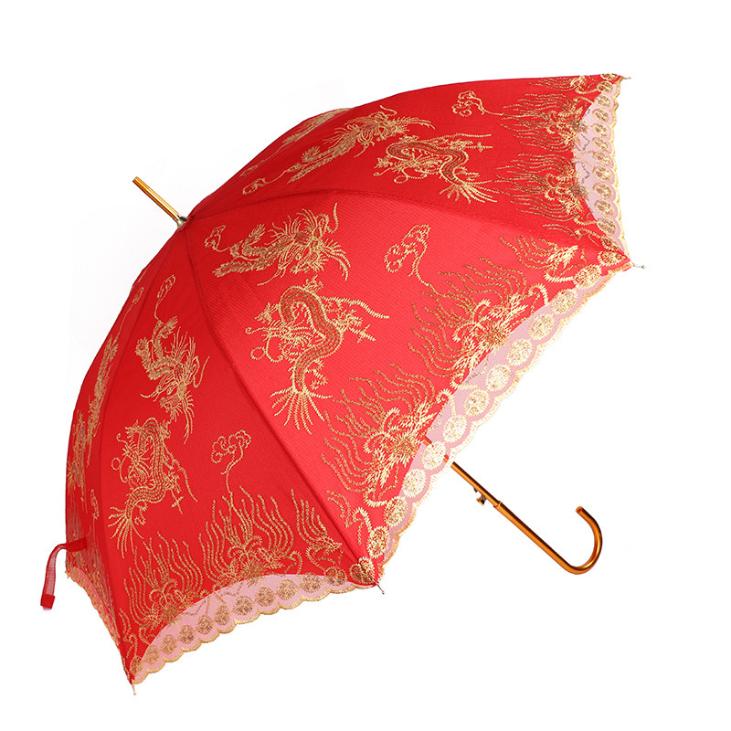结婚红伞晴雨两用中式婚礼蕾丝雨伞出门新娘婚嫁娶婚伞婚庆用品