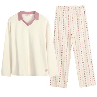 康妮雅睡衣女春秋季纯棉布料长袖宽松甜美宽松新款秋天长裤家居服